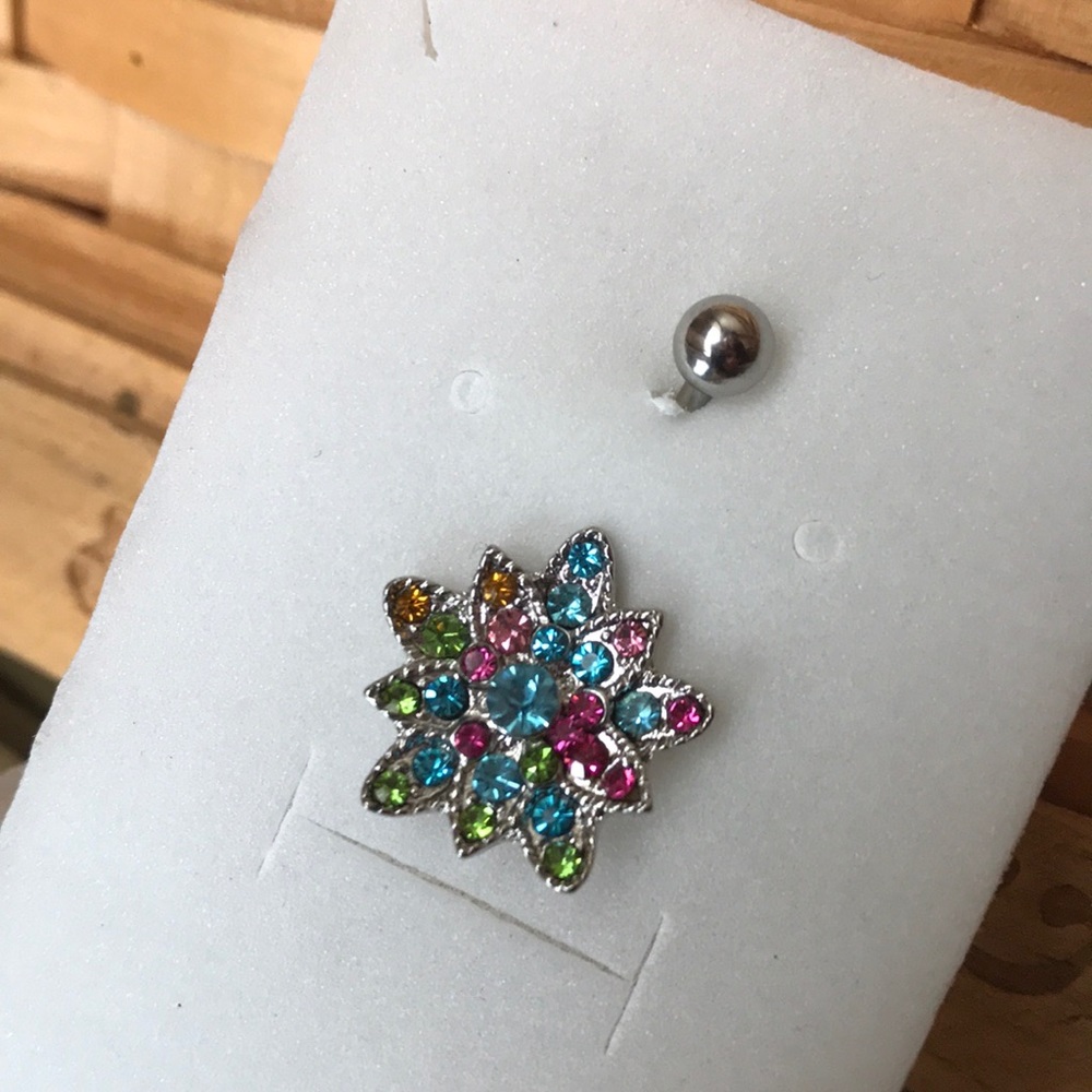 Brand New Colorful Gem Flower Belly Button Ring